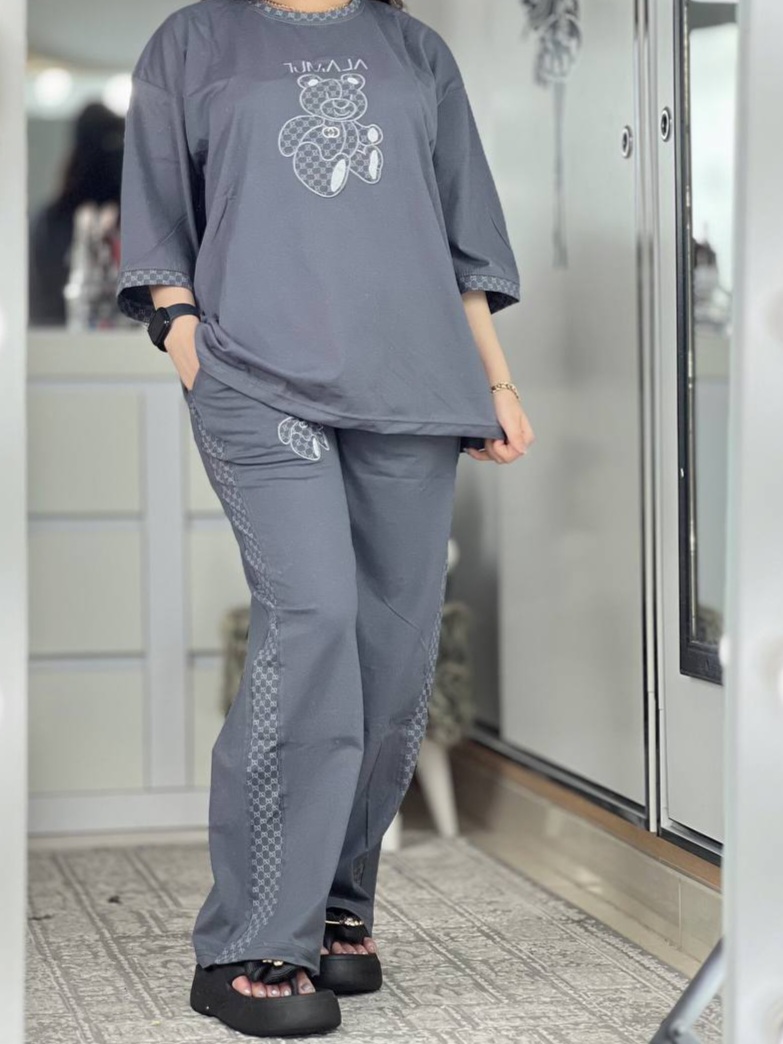 ست گوچی خاکستری نواردار کد۶۰۴۶